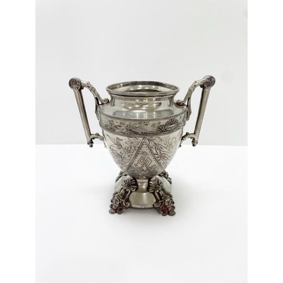 Simpson Hall Miller & Co Quadruple Plate 1877 Silver Trophy Urn Buttery Floral - Picture 3 of 16